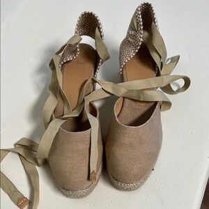 Castaner Beige/Sand Espadrille Wedge Sandals. Size 8 US. Brand new with box.